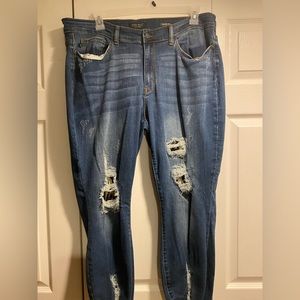 Judy Blue Mid-Rise Distressed Skinny Jeans with Leopard Print Patches Size 20W